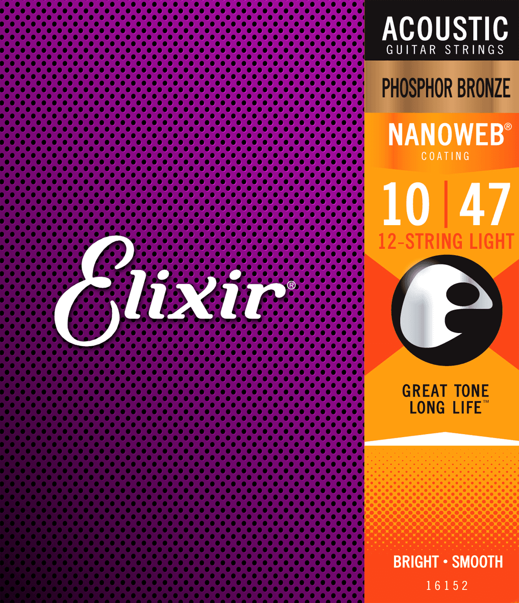 Elixir Nanoweb Phosphor Bronze gitarstrenger (12-strengs, 10-47)