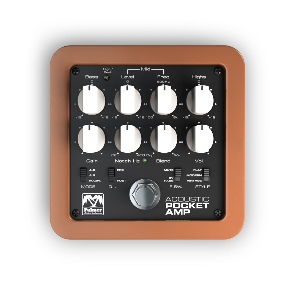 Palmer POCKET AMP ACOUSTIC – Bærbar forforsterker for akustiske strengeinstrumenter