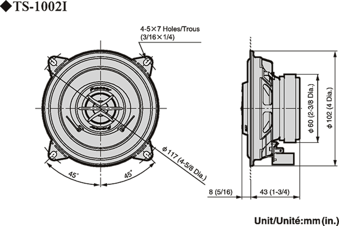 Pioneer TS-1002i bilhøyttalersett (10 cm, 4")