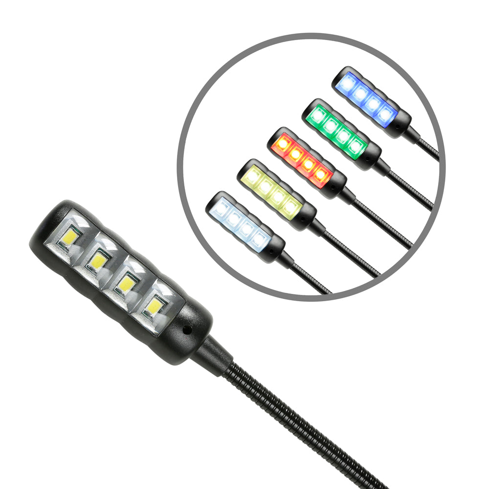 Adam Hall Stands SLED 1 ULTRA USB C - Svanehalslampe, USB-plugg, 4 COB-LED’er og valgfrie farger