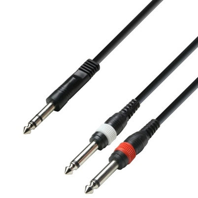 3-stjerners Y-delt kabel Stereo til 2x Mono Jack (3m)