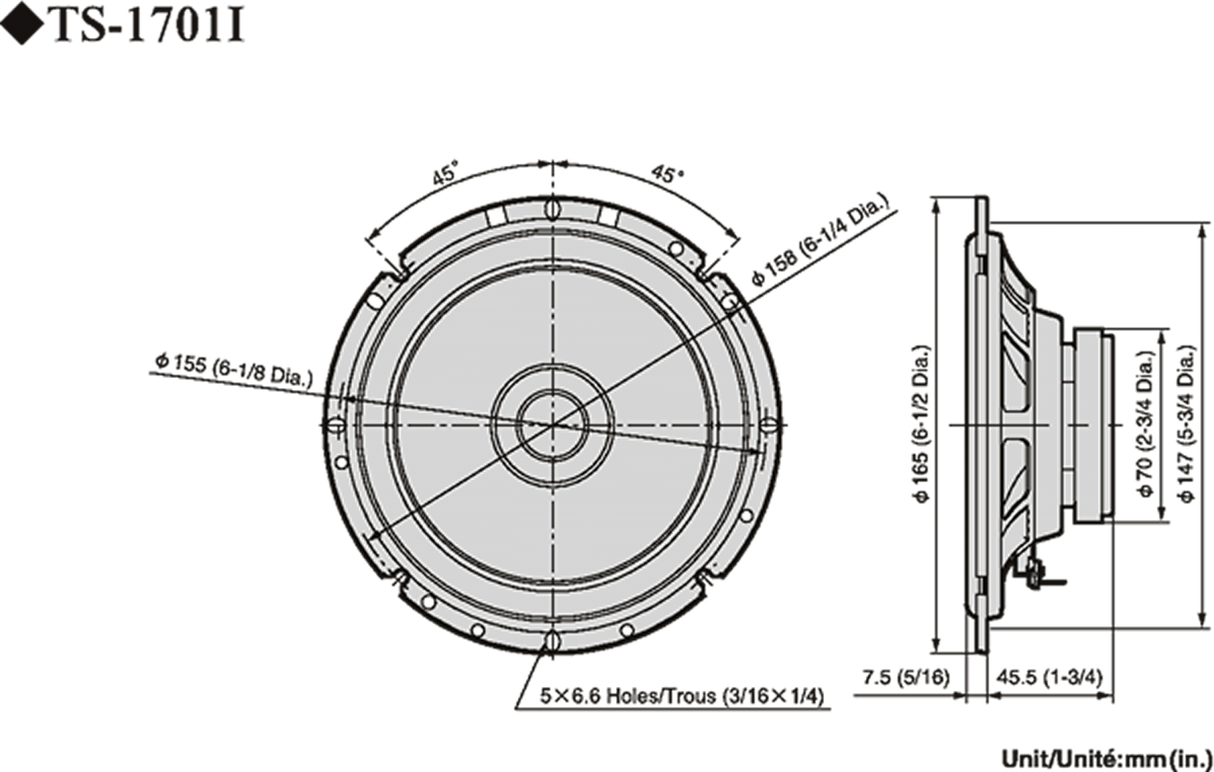 Pioneer TS-1701i bilhøyttaler (17 cm, 6,5")