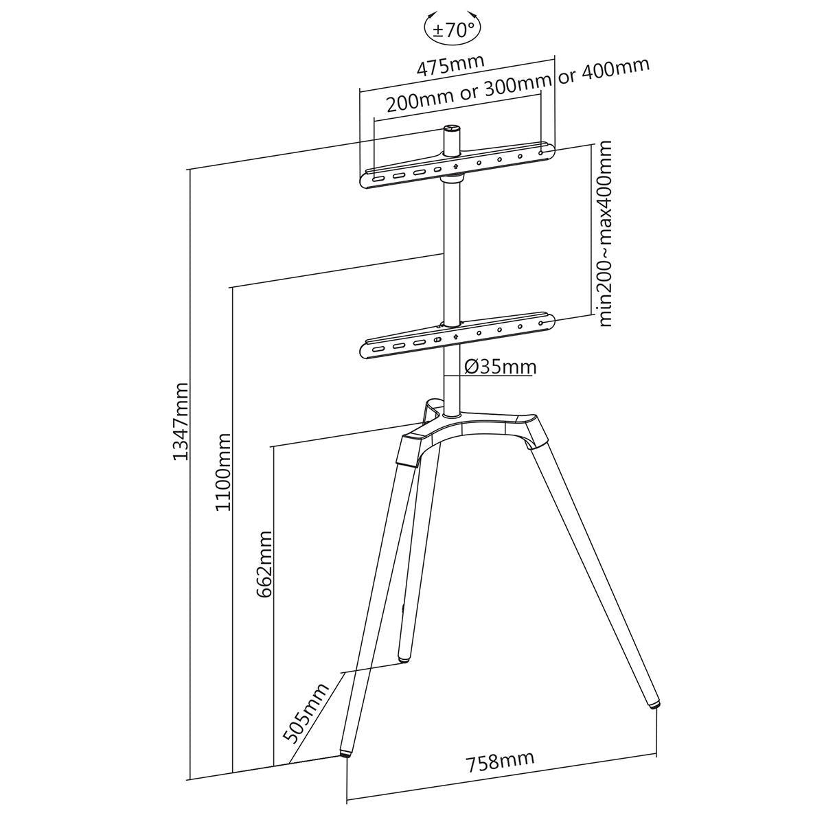 TV gulvstativ (hvit, bøk, 50-65")