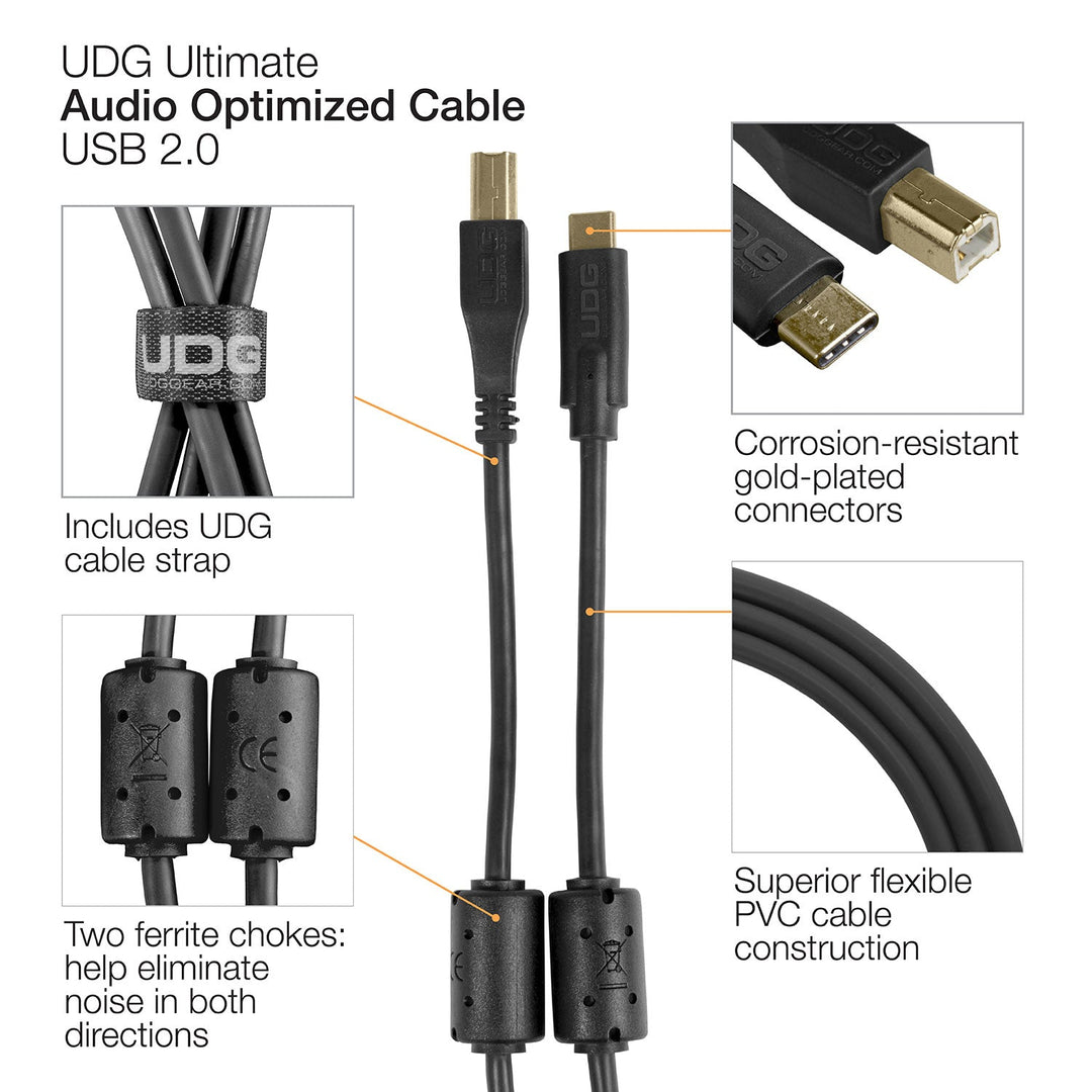 UDG Ultimate Audio-kabel USB 2.0 C-B Svart Rett 1,5m
