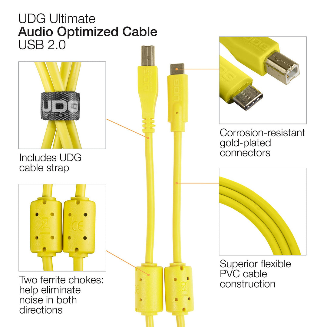 UDG Ultimate Audio-kabel USB 2.0 C-B Gul Rett 1,5m