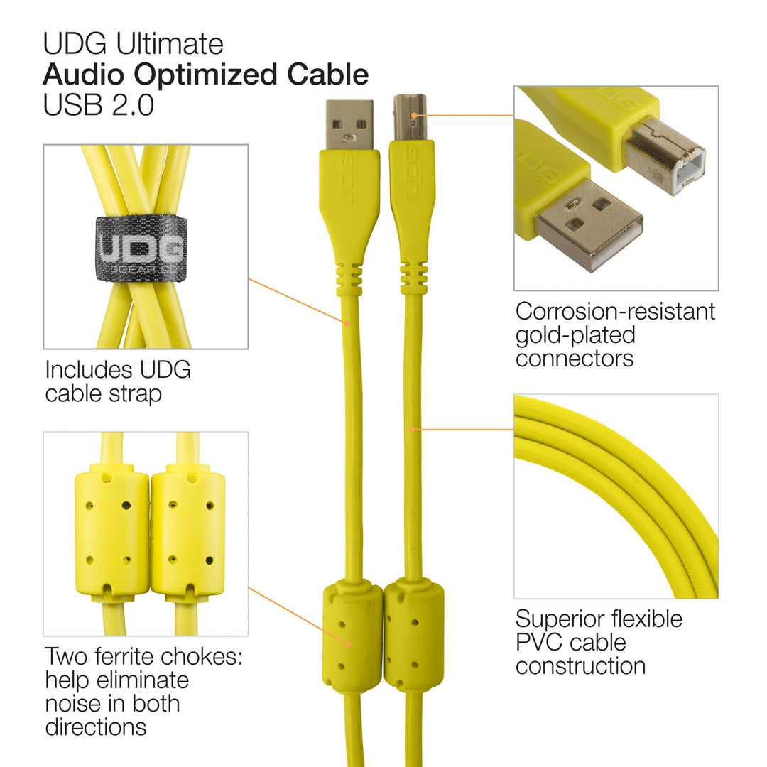 UDG Ultimate Audio-kabel USB 2.0 A-B Gul Rett 2m