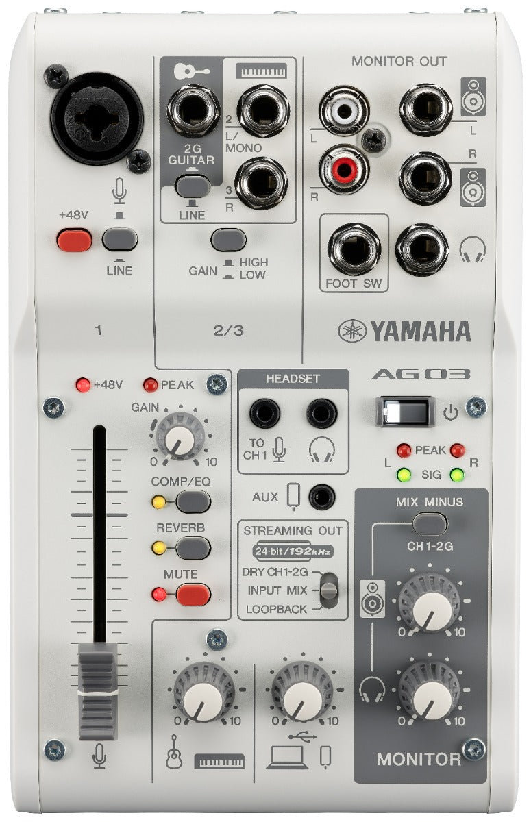 Yamaha AG03 MkII - Live Streaming Bundle (Hvit)
