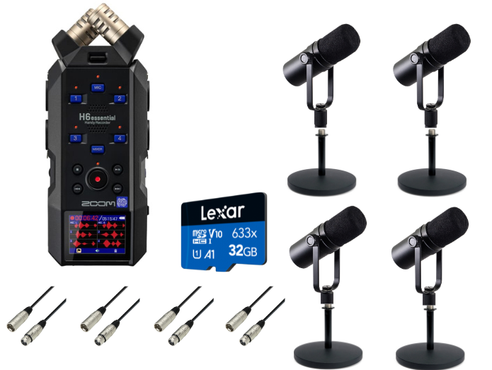 Zoom H6e Essential Podcast-pakke (4 personer)