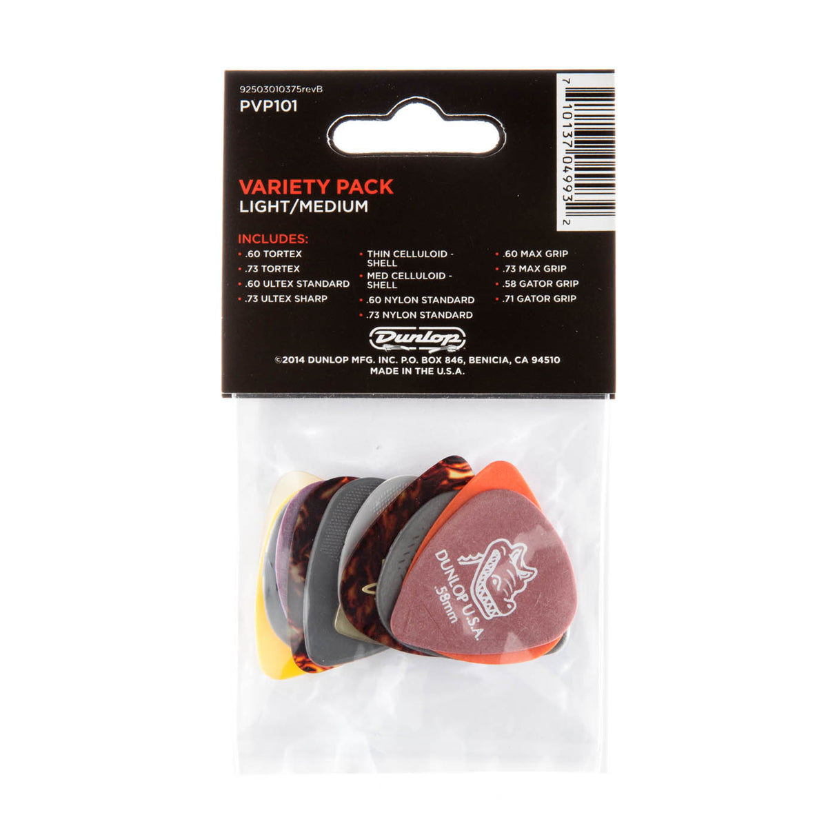 Dunlop PVP101 Plukker 12 stk. Blandet (lett/middels)