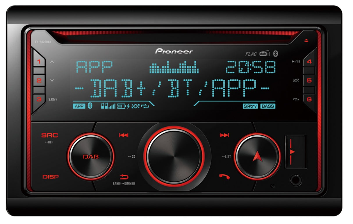 Pioneer FH-S820DAB 2-DIN bilstereo med DAB og Bluetooth