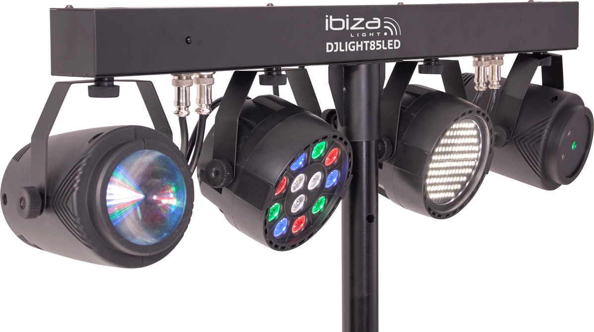 Ibiza LED-belyst måneblomst, laser og strobe