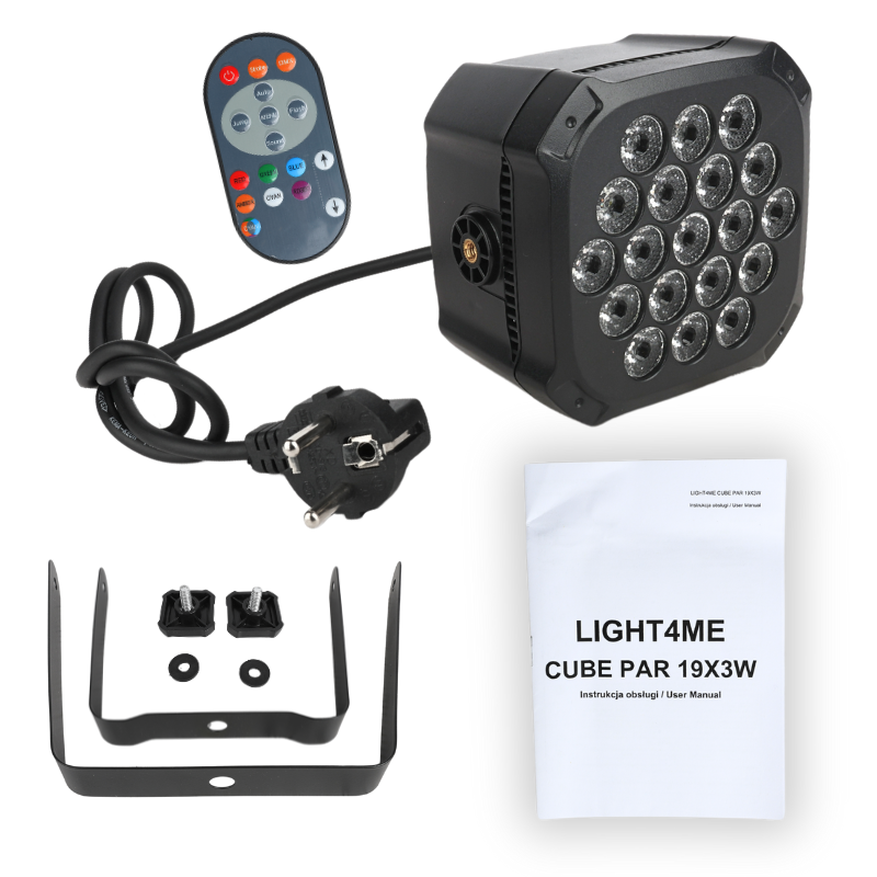 Light4Me Cube PAR 19x3W RGBW LED PAR spot