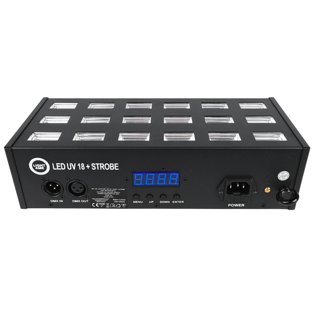LIGHT4ME LED UV 18x3W spotlight + strobe DMX