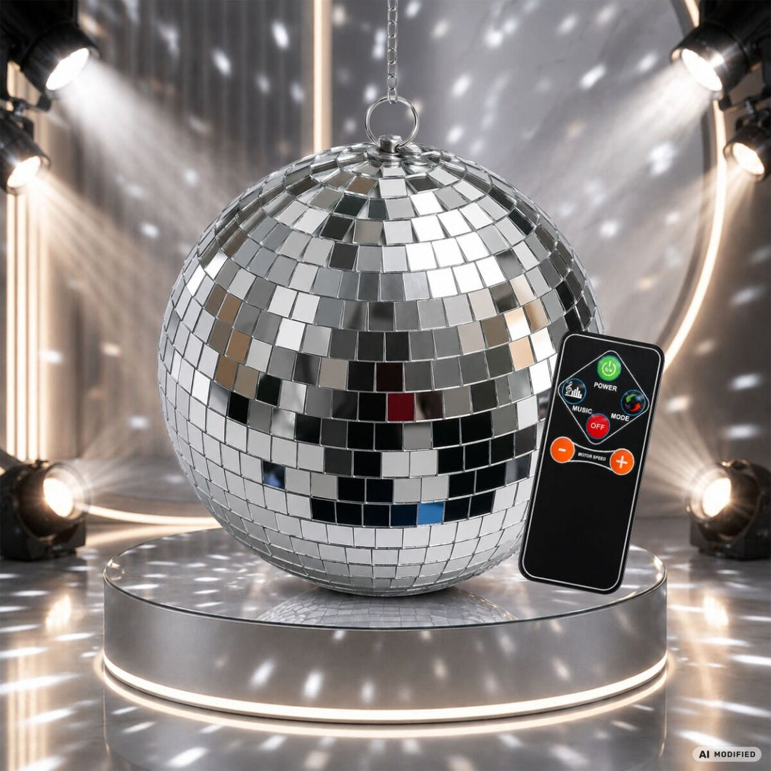 Light4Me Speilkule 20 cm med LED, Motor og Fjernkontroll