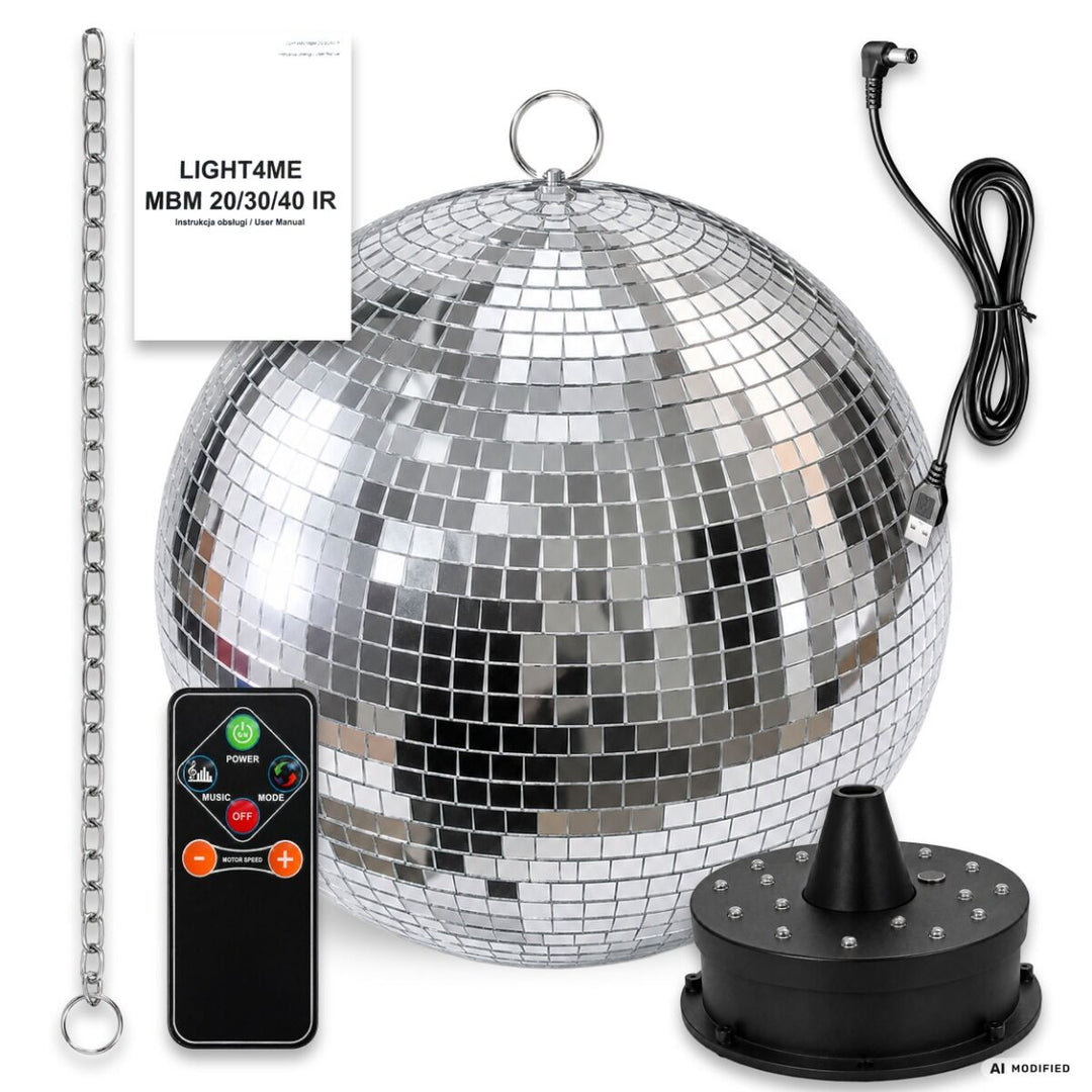 Light4Me Speilkule 40 cm med LED, motor og fjernkontroll