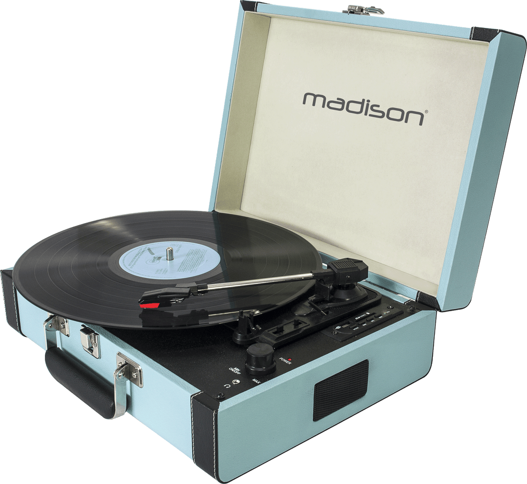 Madison Vintage platespiller med Bluetooth (lyseblå)