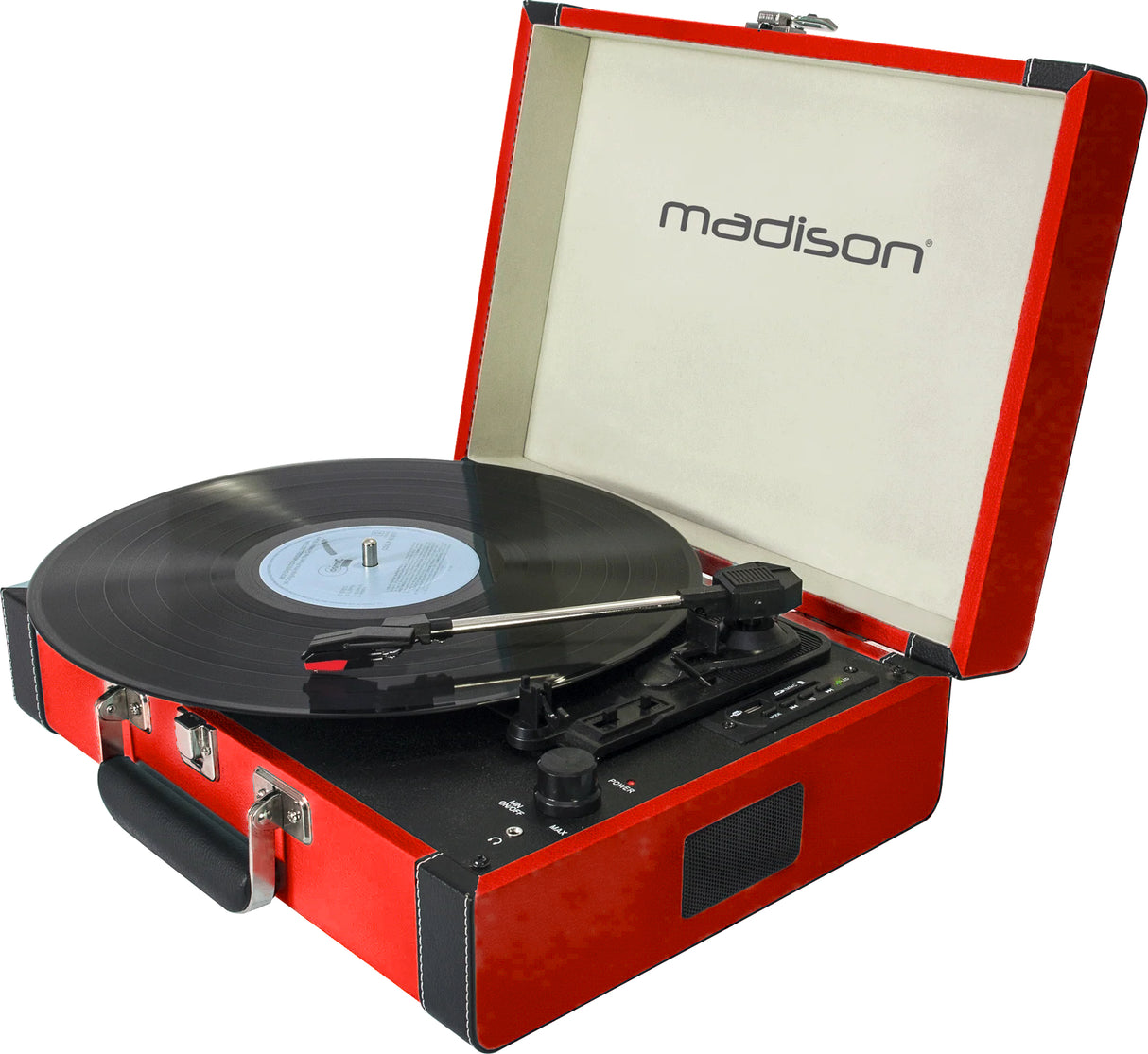 Madison Vintage Platespiller m. Bluetooth (Rød)