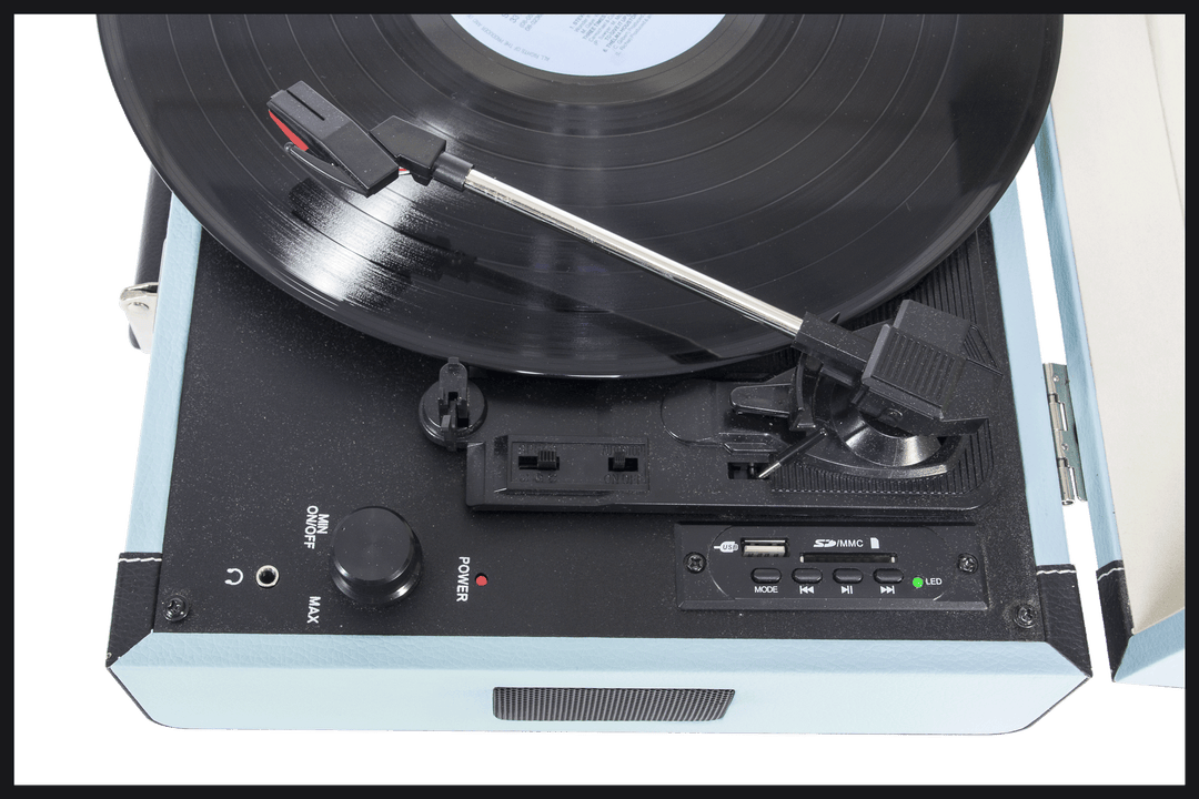 Madison Vintage platespiller med Bluetooth (lyseblå)