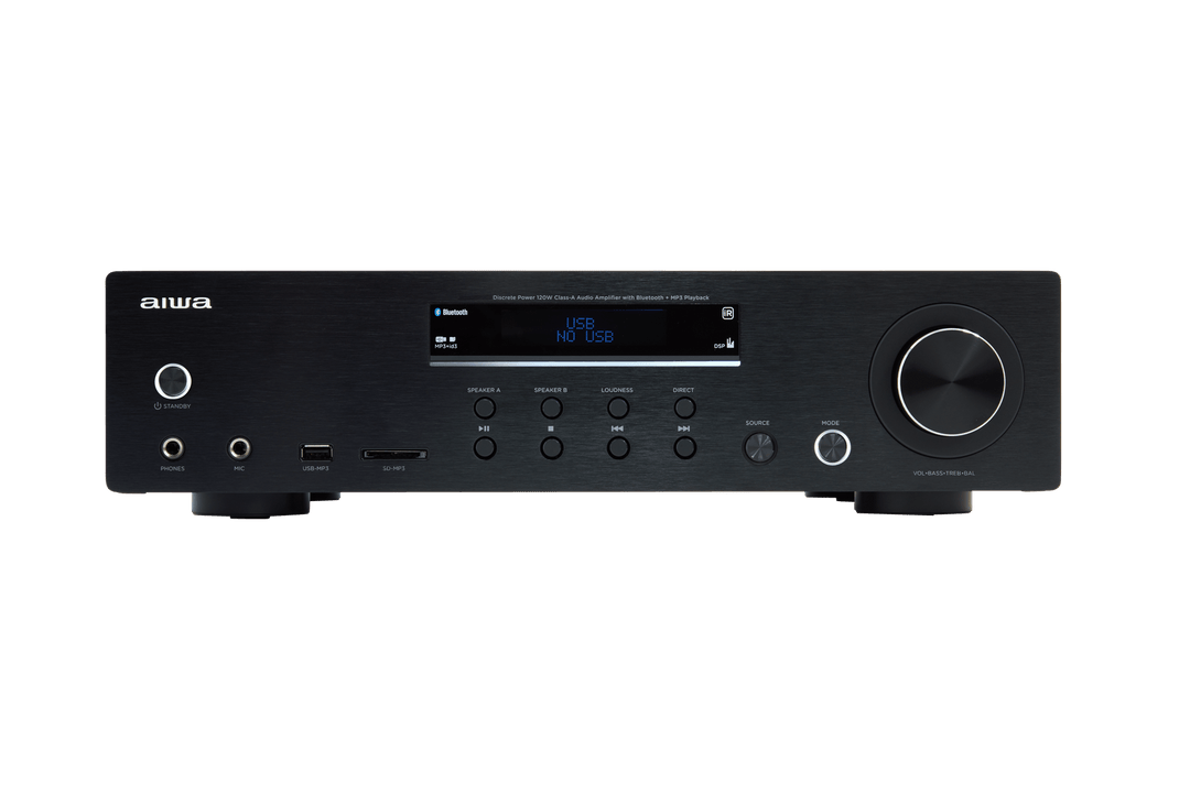 AIWA AMT-130 Forsterker svart – 120W, Bluetooth & Phono