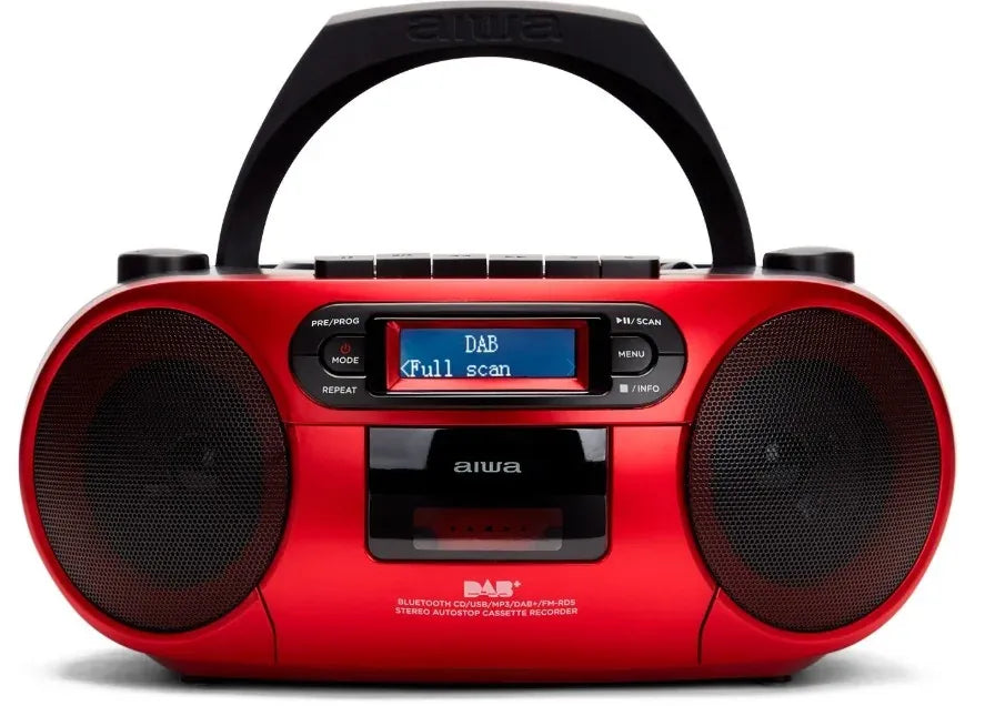 AIWA RC-300 Boombox med CD, kassett, DAB+, Bluetooth og USB, rød