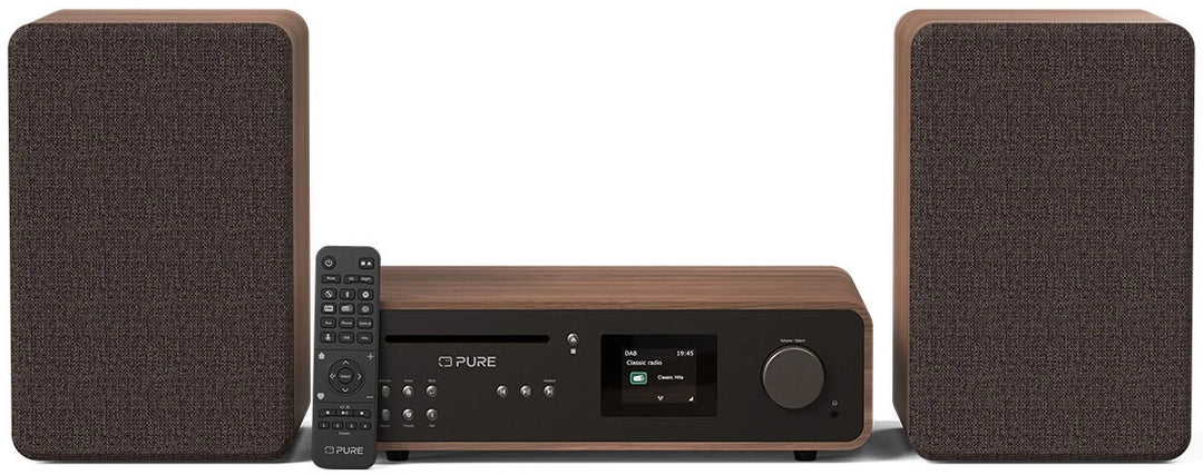 Pure Classic Stereo Hi-Fi System – DAB+, CD, Bluetooth, 100W, Valnøtt