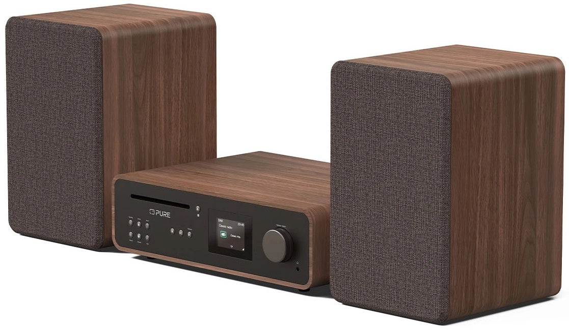 Pure Classic Stereo Hi-Fi System – DAB+, CD, Bluetooth, 100W, Valnøtt