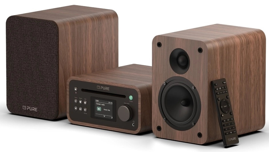 Pure Classic Stereo Mini Hi-Fi System – DAB+, CD, Bluetooth, 40W, Valnøtt