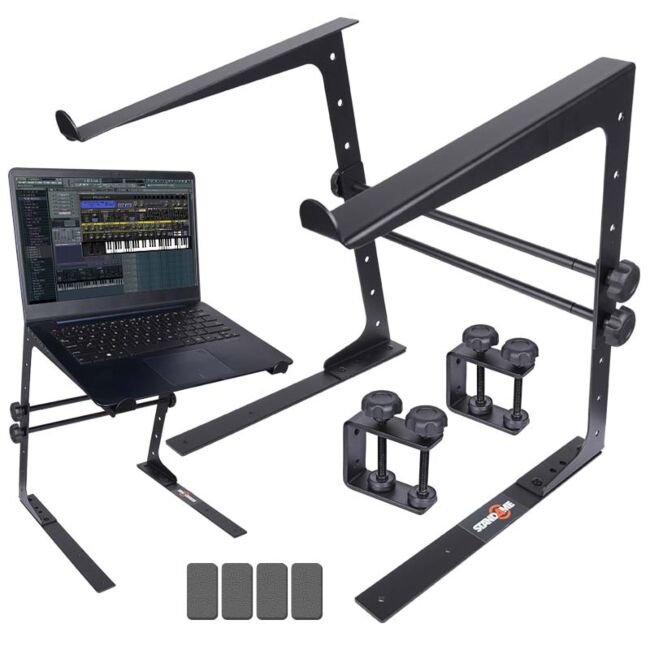 Laptopstativ med monteringsbrakett – justerbart til 12–17", Sort