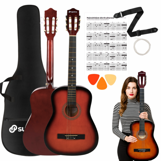 SUPRIMO CGS2 SB klassisk gitarsett 4/4, sunburst