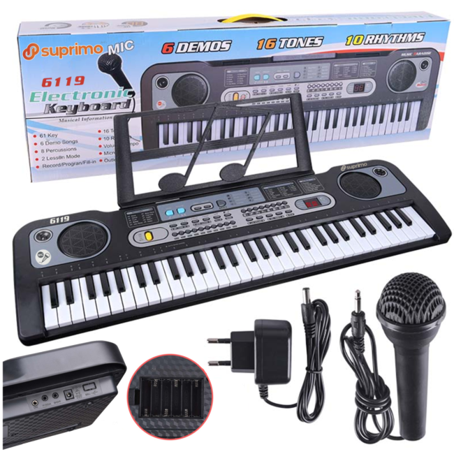 SUPRIMO 6119 keyboard med orgeltangenter og mikrofon