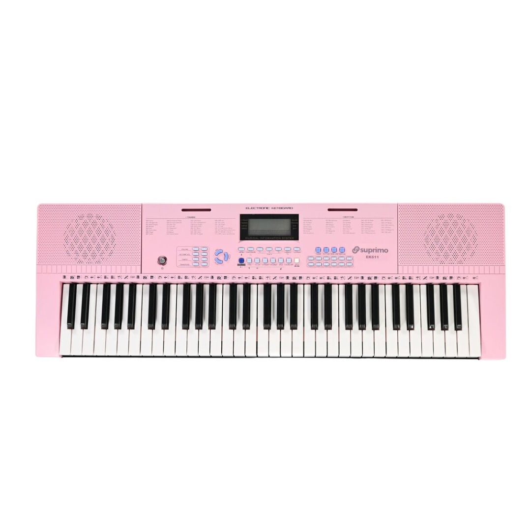 SUPRIMO Keyboard 61 Tangenter Pink med Mikrofon og Nodestativ