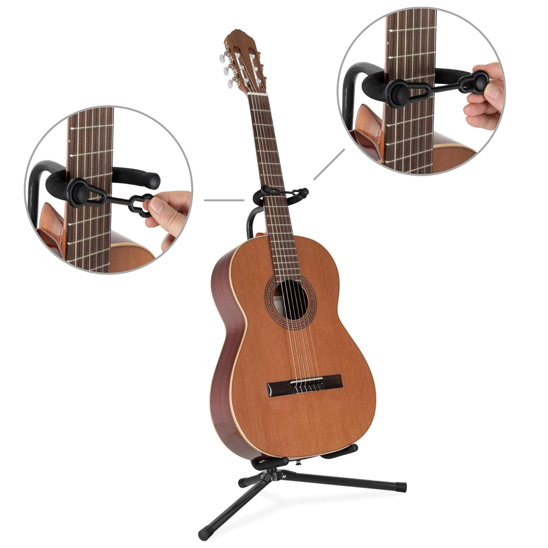 Sammenleggbart gitarstativ 62-74 cm med Sikkerhetsrem