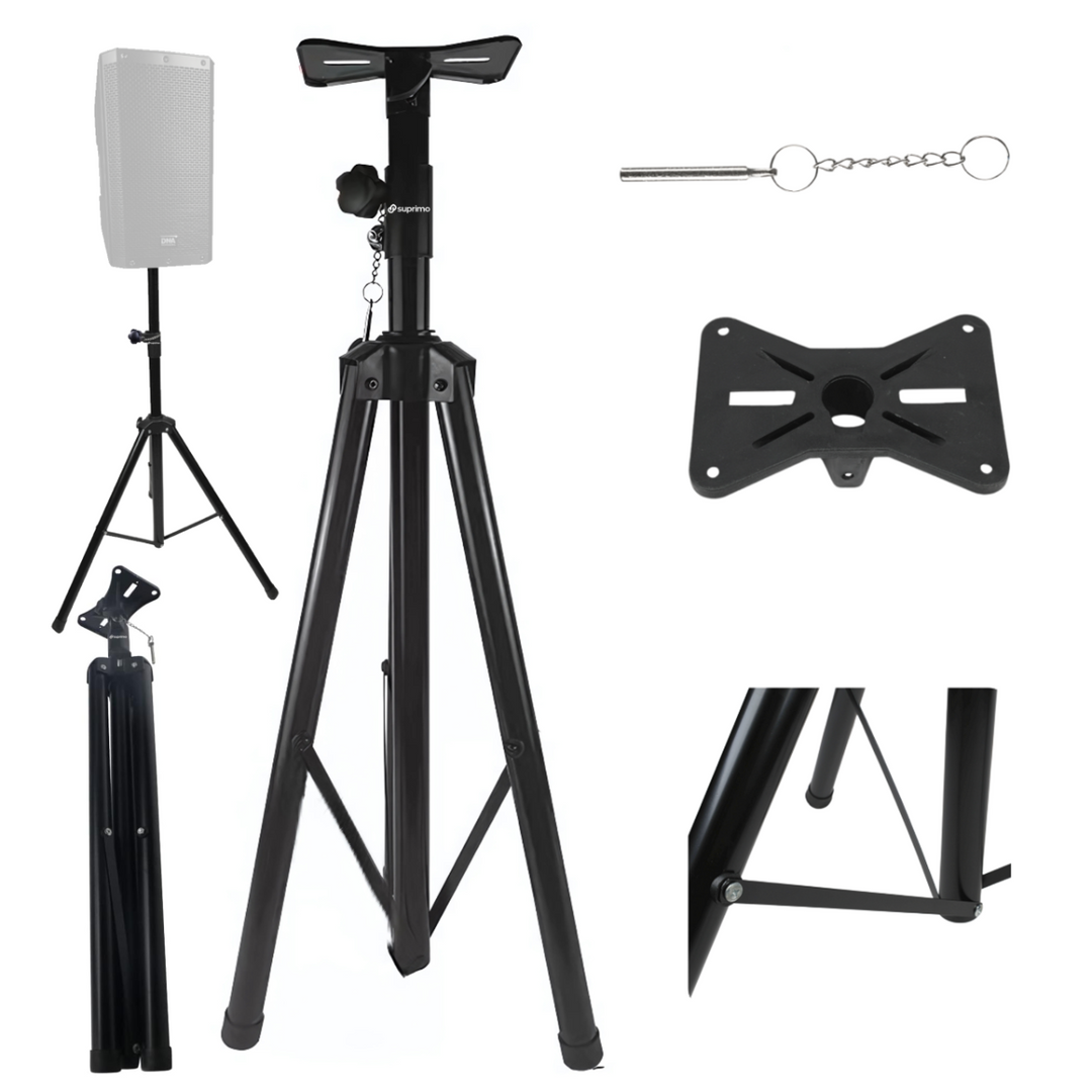 Høyttalerstativ Tripod Sort med Sikkerhetspinne