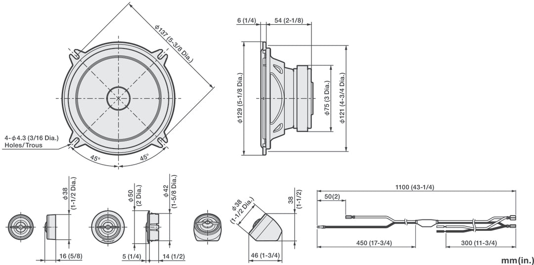 Pioneer TS-A1301C 2-veis komponentsystem (300W)