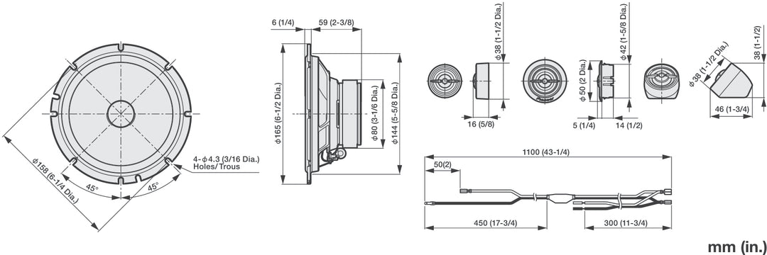 Pioneer TS-A1601C 2-veis komponentsystem (350W, 16,5 cm)