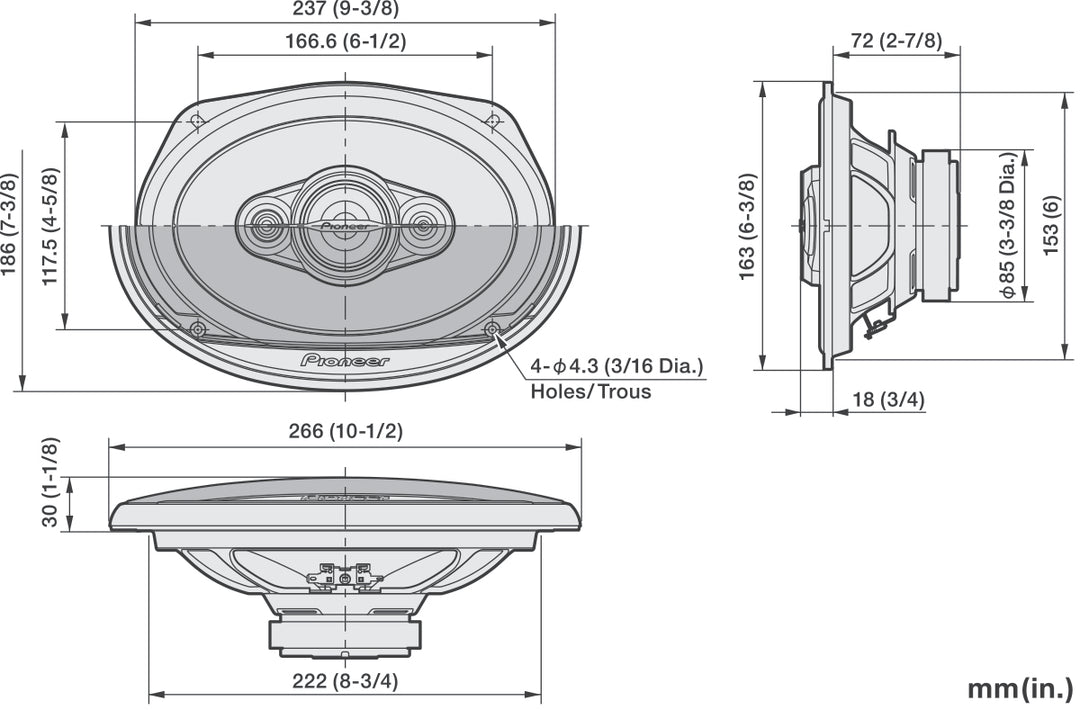 Pioneer TS-A6971F 5-veis koaksialsystem (600W, 6"x9")