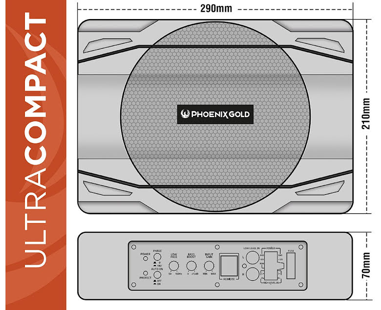 Phoenix Gold Z880 aktiv subwoofer (8")