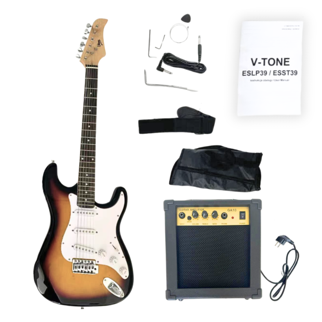 V-TONE ESST39 SB 4/4 stratocast elektrisk guitar