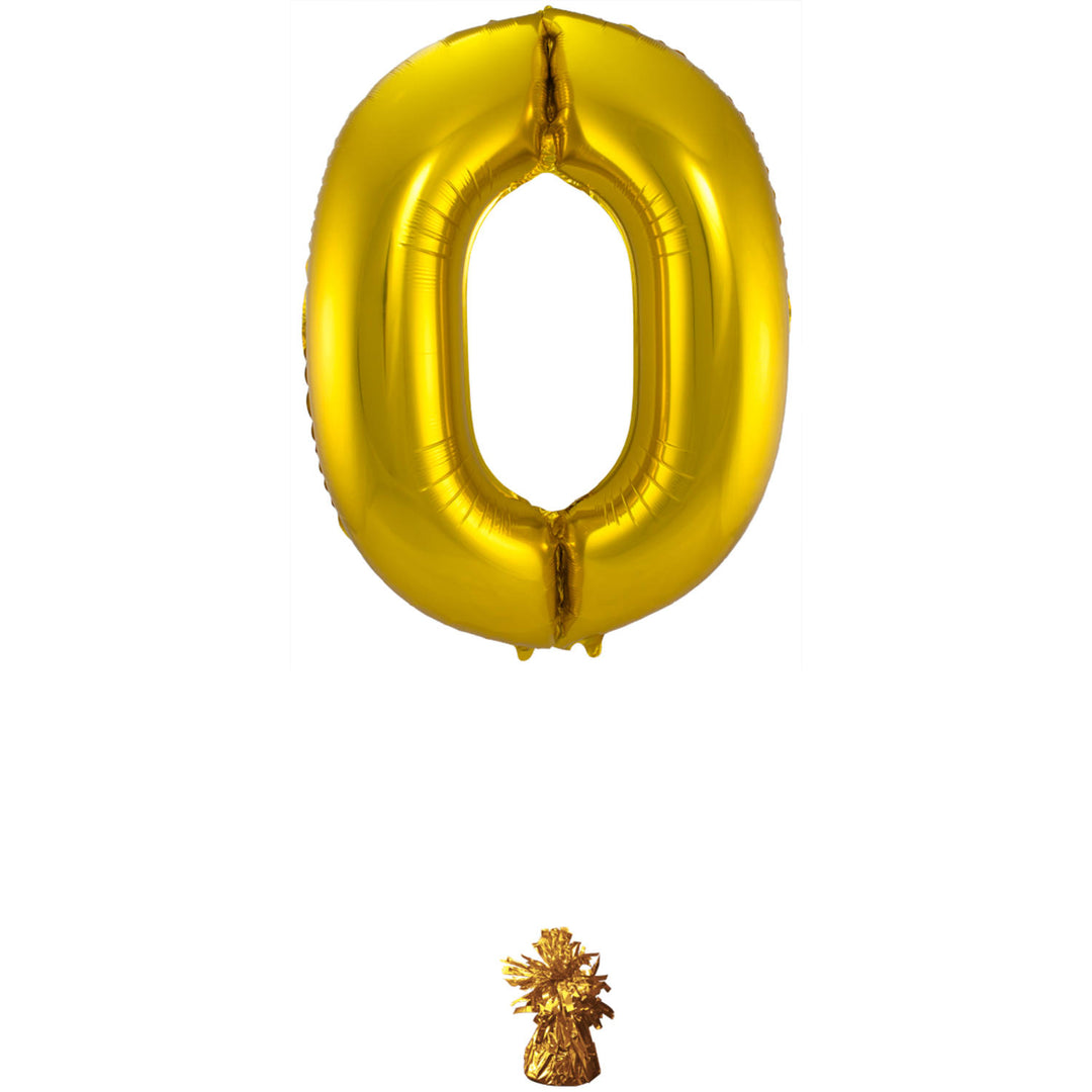 0-formet tallfolieballong (gull, 86 cm)