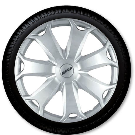16" mega sølv hjulkapselsett