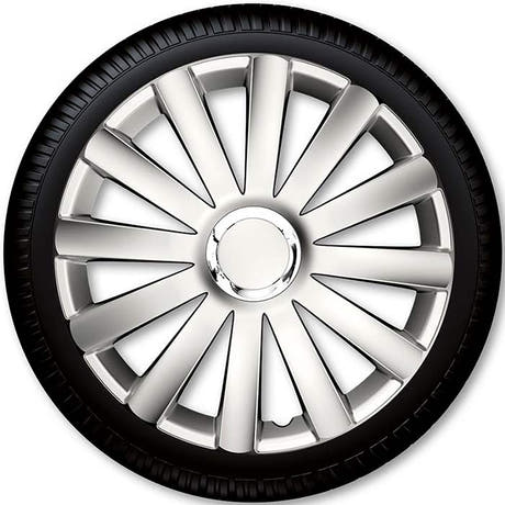 13" Spyder Pro sølv hjulkapselsett