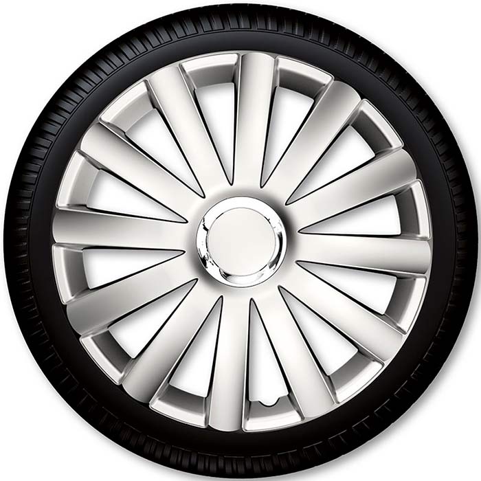 13" Spyder Pro sølv hjulkapselsett