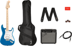 Fender Stratocaster El-gitar Startpakke (Lake Placid Blue)
