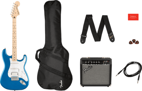 Fender Stratocaster El-gitar Startpakke (Lake Placid Blue)