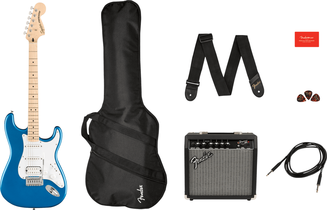Fender Stratocaster El-gitar Startpakke (Lake Placid Blue)