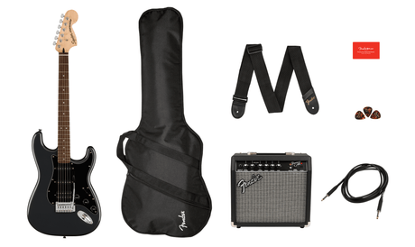 Fender Stratocaster El-gitar Startpakke (Frost Metallic)