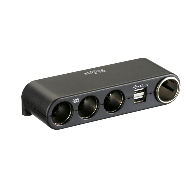 Strømuttak med 4 uttak og USB 12/24v