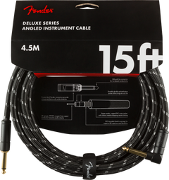 Fender Deluxe gitarkabel vinkelplugg ( Black tweed, 4,5 m)