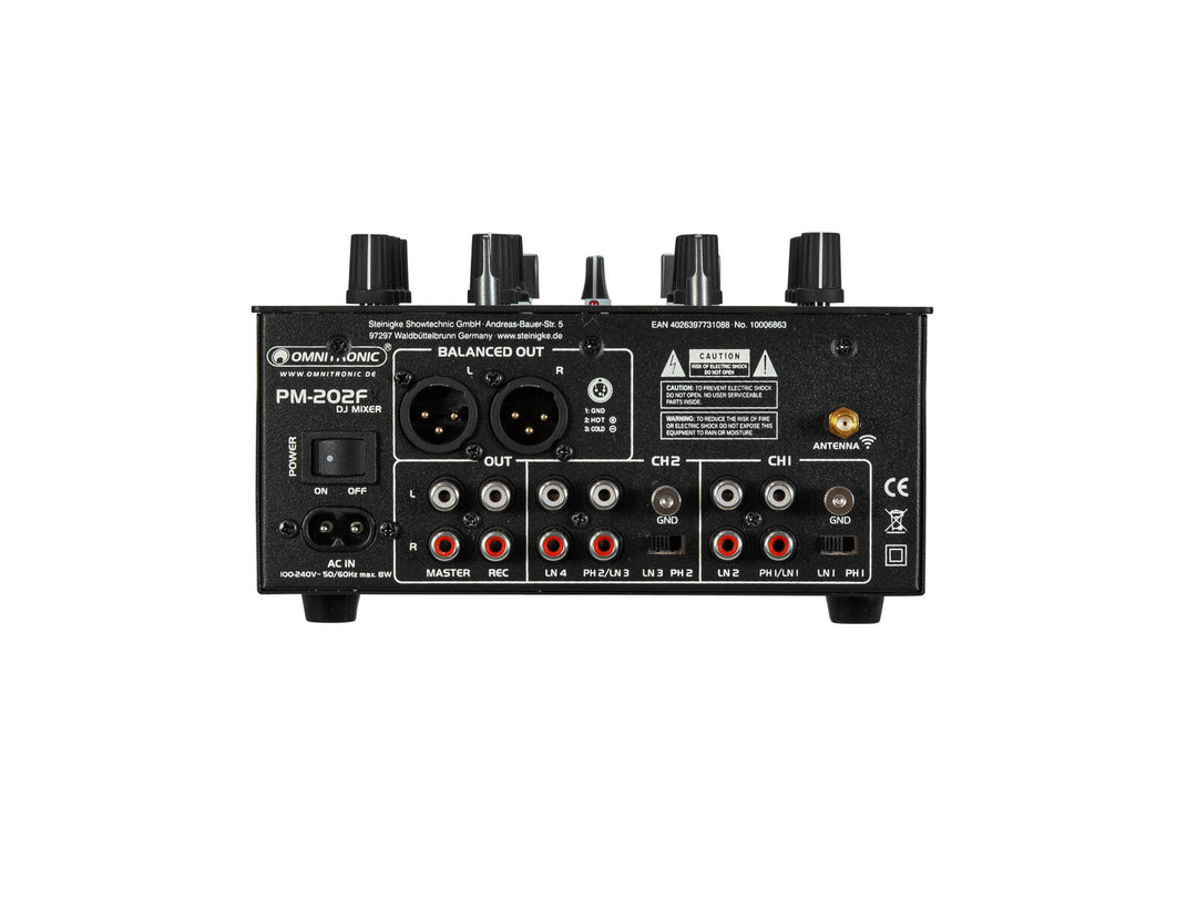 OMNITRONIC PM-202F 2-kanals DJ-mikser med filter og Bluetooth