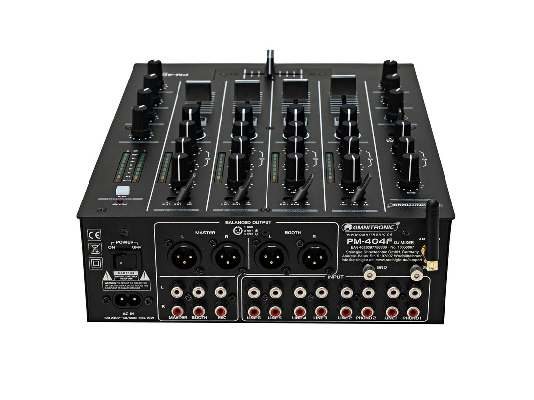 OMNITRONIC PM-404F 4-kanals DJ-mikser med Filter og Bluetooth